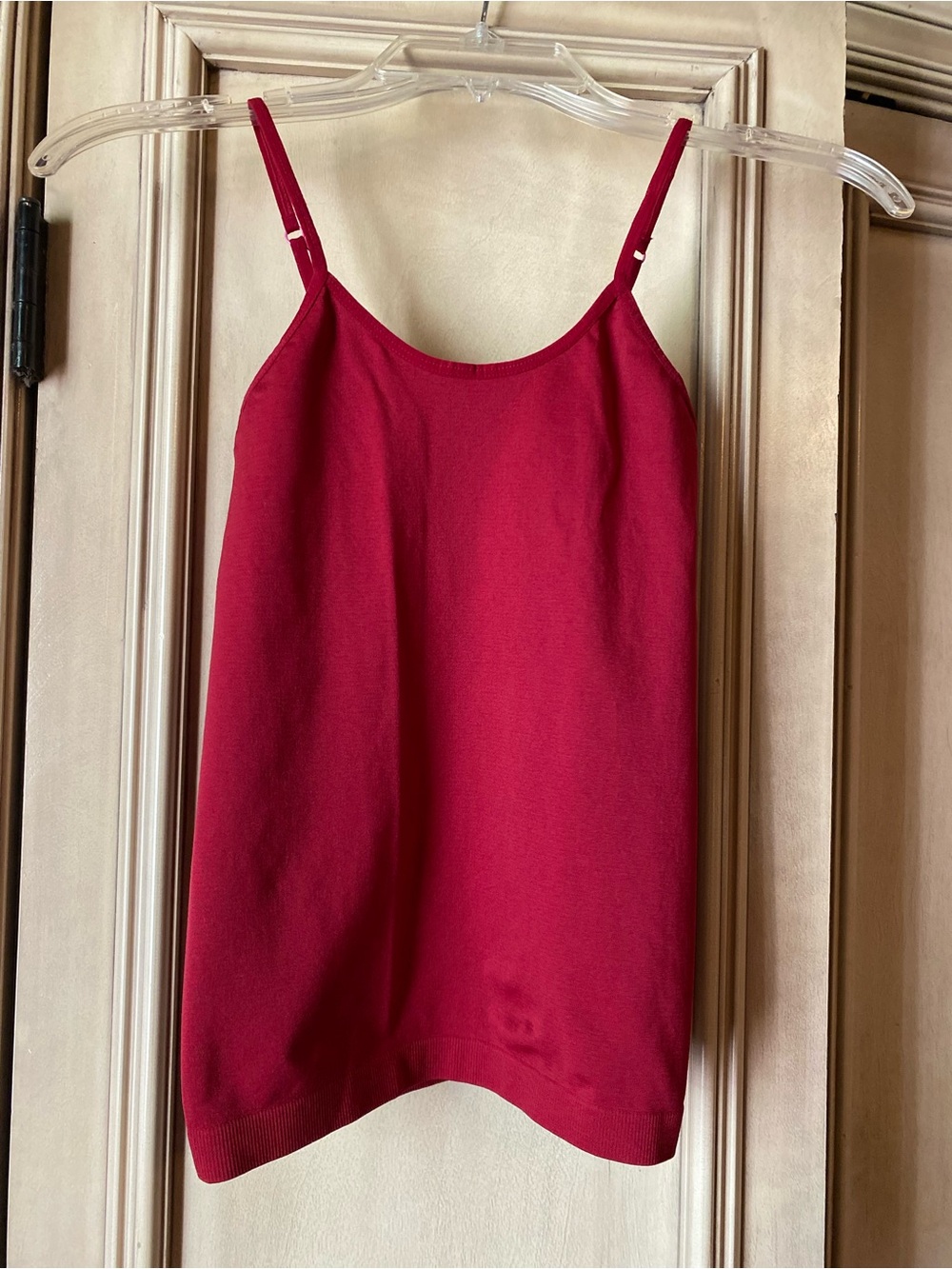 OP Women’s Red Solid Adjustable Strap Stretch Camisole Tank Top, Size S